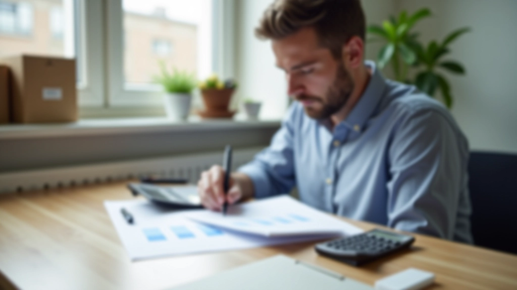 Budget-Planung auf Papier mit Taschenrechner und Stift auf Holztisch