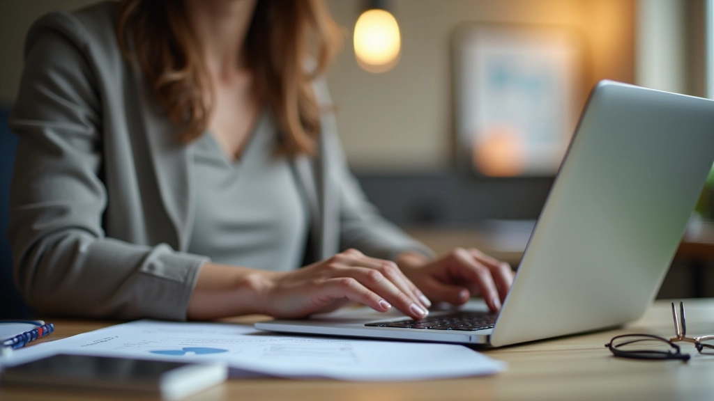 Person arbeitet am Laptop mit Finanz-Software und Budget-Spreadsheet